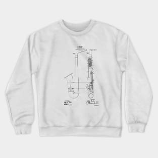 Saxophone Vintage Patent Hand Drawing Crewneck Sweatshirt